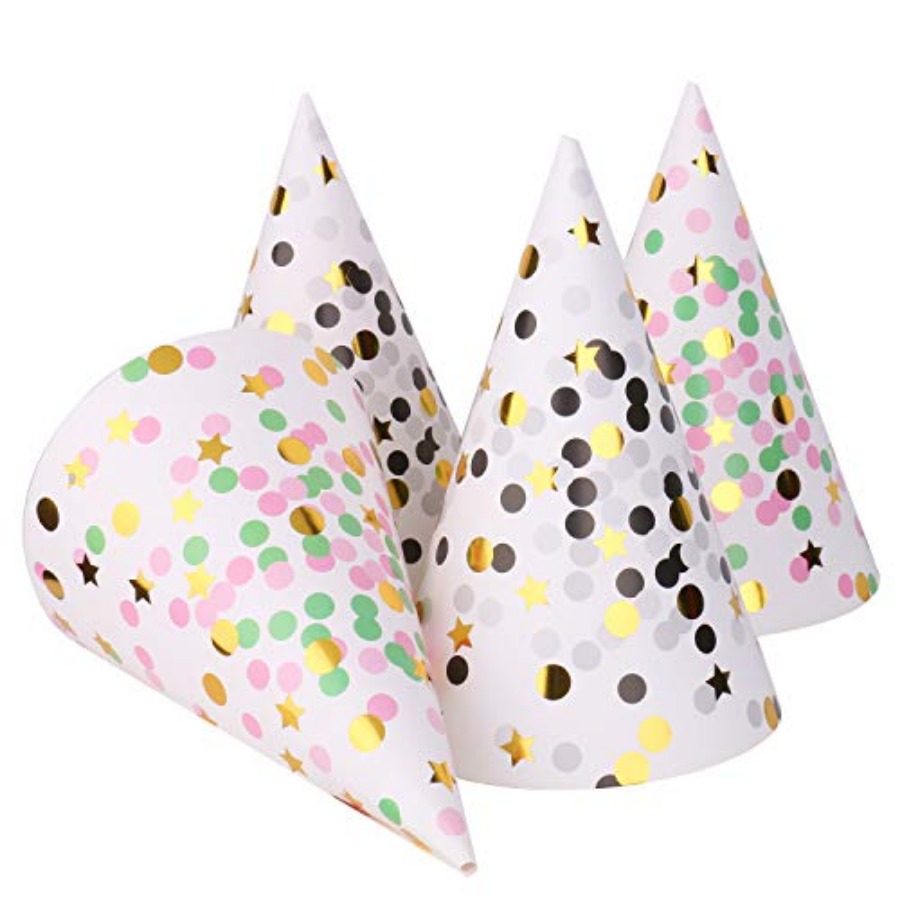 Party Hat Cone - Boieo Gold Polka Dot Birthday Party