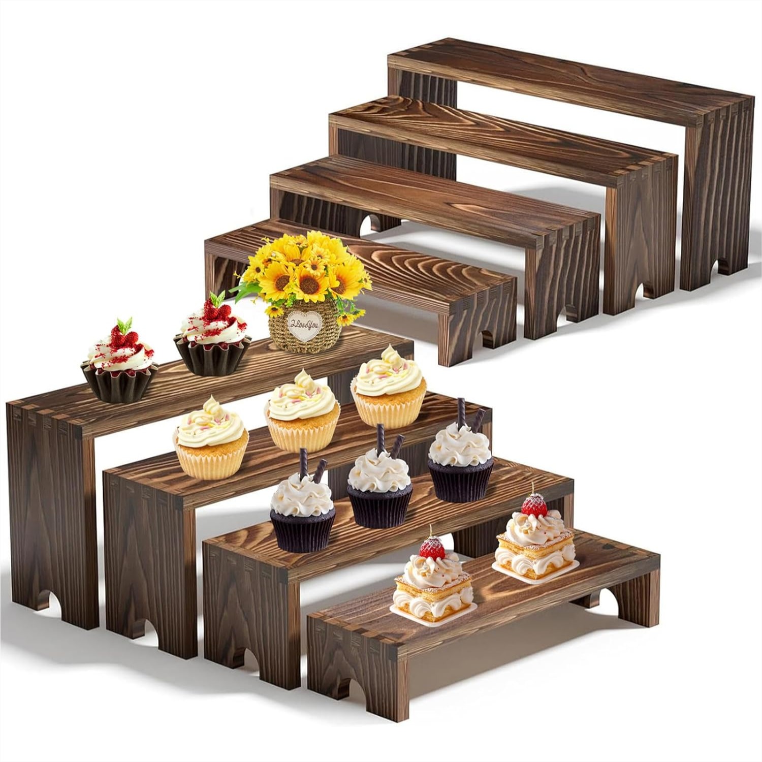 Cupcake Stand Tier - 2 Tier Wooden Cupcake Stand Set