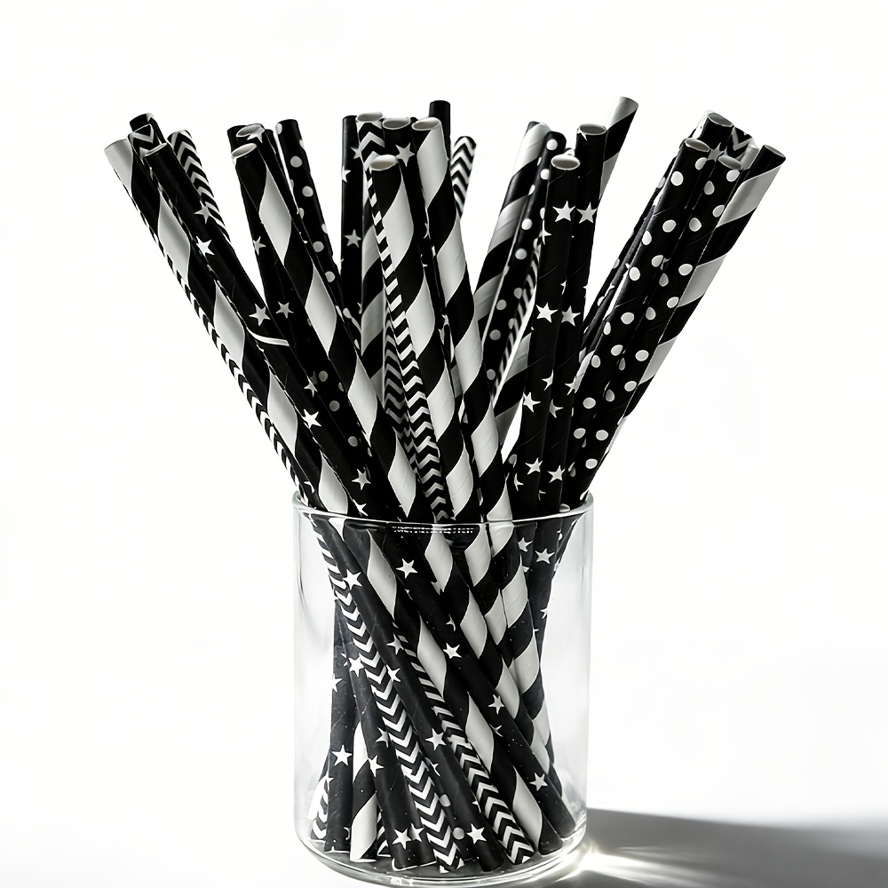 Paper Straw Color - 100pcs of disposable black mixed color