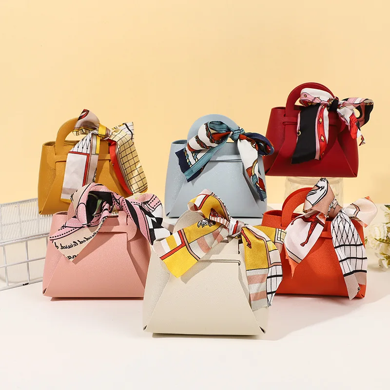 Event Party Box - 10PCS Distribute Leather Pink Gift Bags