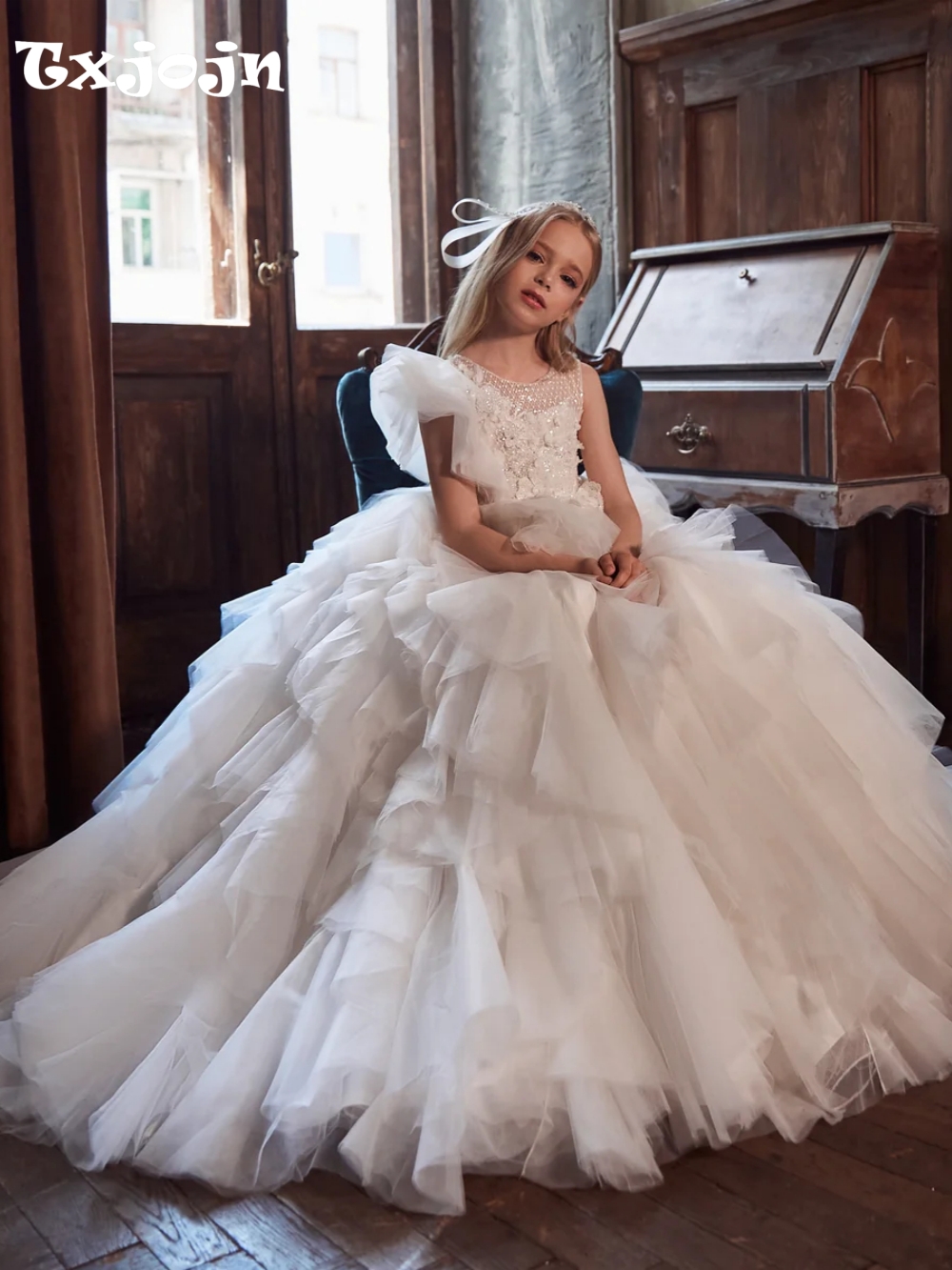 Glitter Tablecloth - Puffy Sequined Beaded Princess Gown For