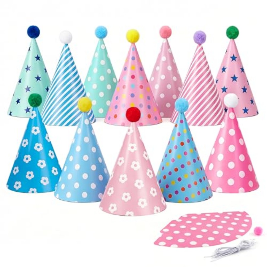 Party Hat Cone - Beurio Pastel Party Hats for and