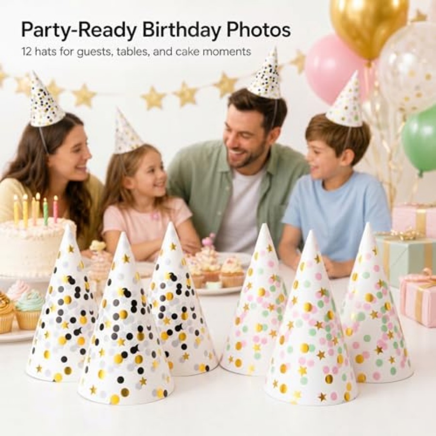Boieo Gold Polka Dot Birthday  - Party Hat Cone 리뷰 및 가격