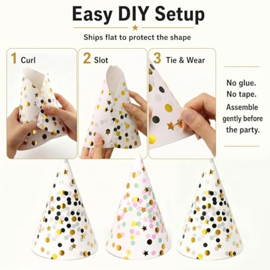 Boieo Gold Polka Dot Birthday  - Party Hat Cone 리뷰 및 가격