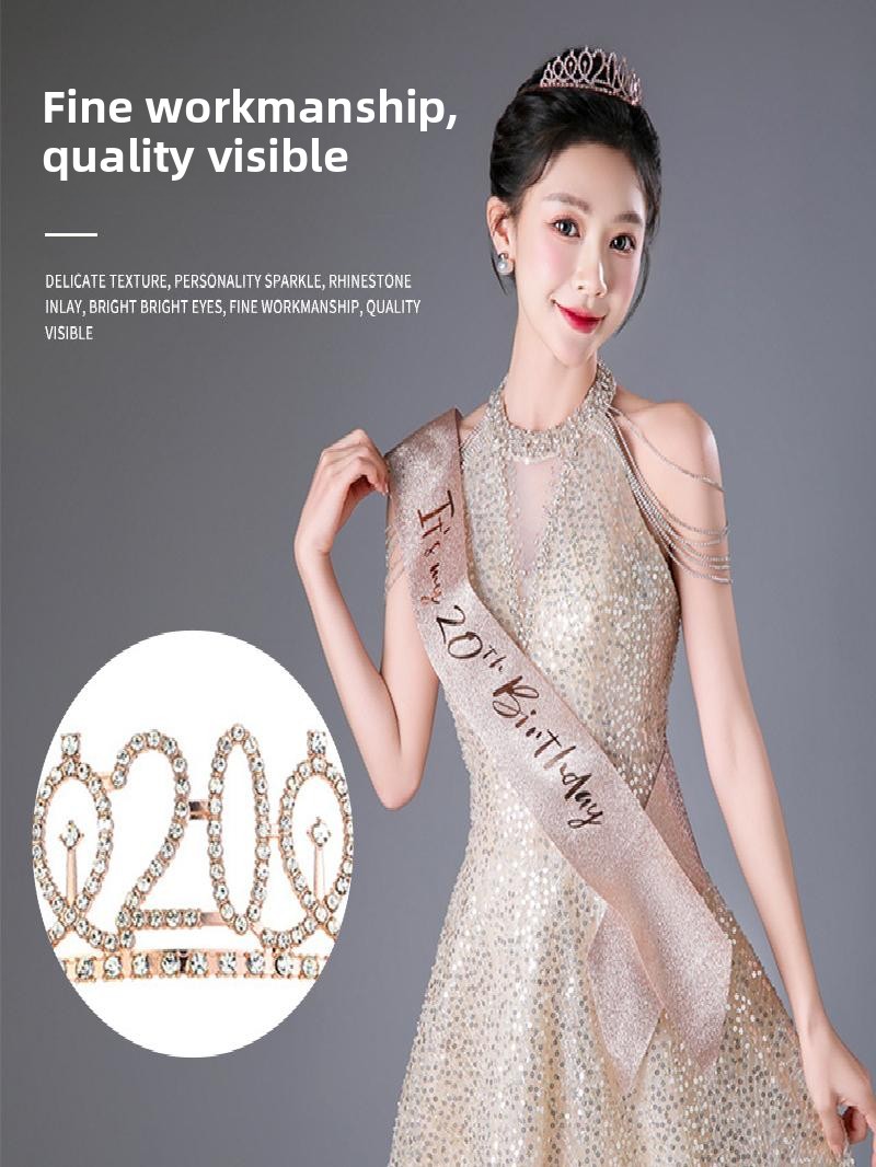 Champagne Gold Sparkle Crown S - Birthday Sash Glitter 리뷰 및 가격