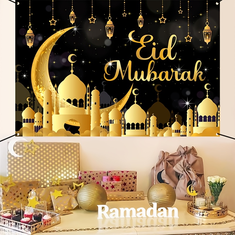 VIKAMA Eid Al Fitr Happy Backg - Party Banner Gold 리뷰 및 가격