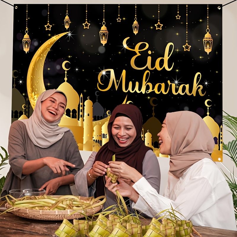 VIKAMA Eid Al Fitr Happy Backg - Party Banner Gold 리뷰 및 가격