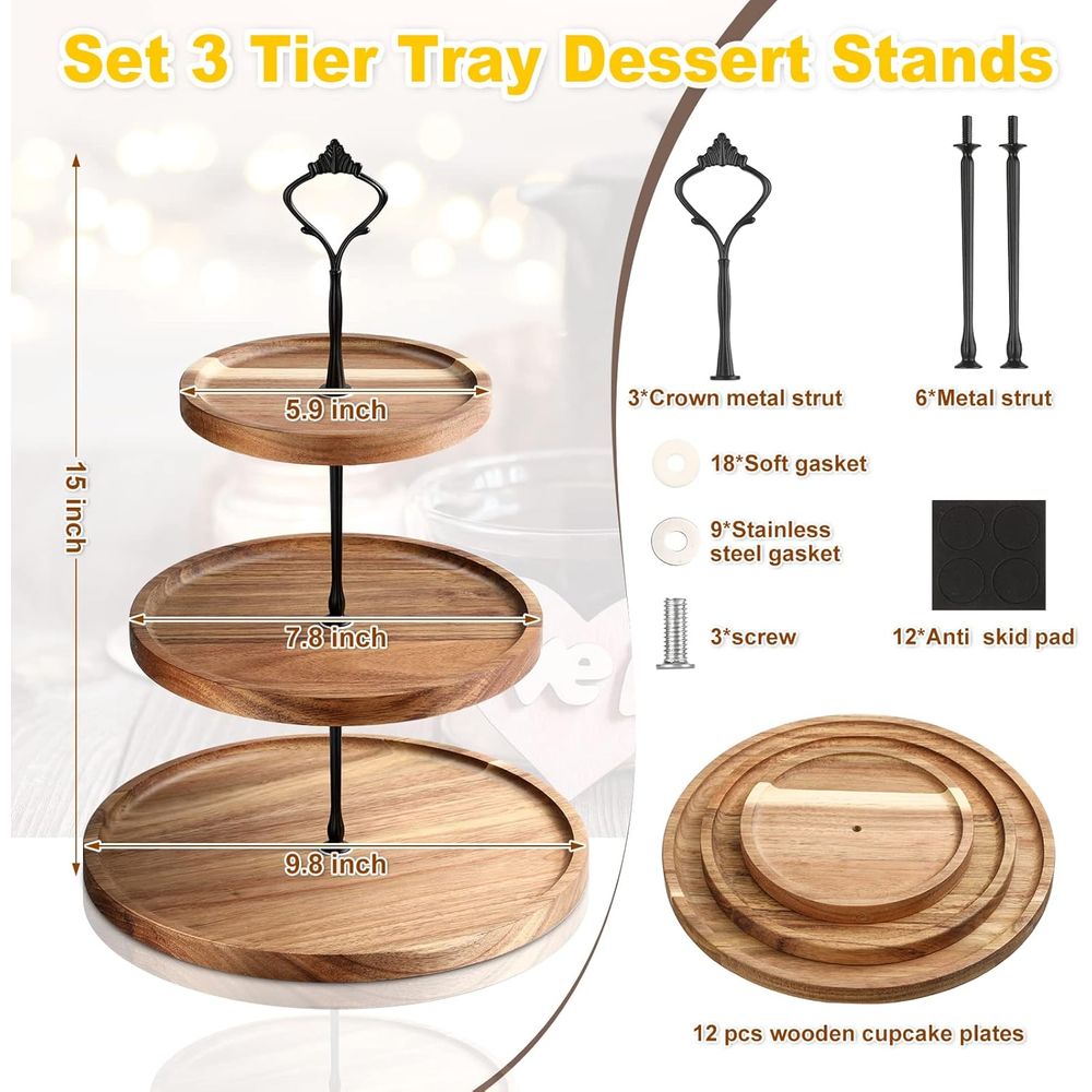 3 Set 3 Tier Wood Cupcake Stan - Cupcake Stand Tier 리뷰 및 가격