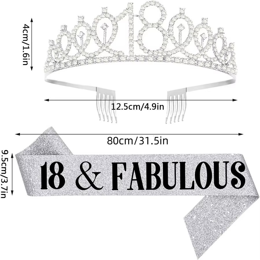 Glitter Silvery Birthday Tiara - Birthday Sash Glitter 리뷰 및 가격