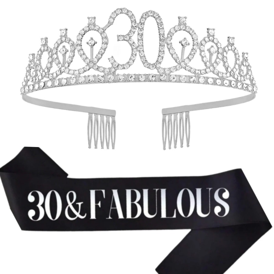 Glitter Silvery Birthday Tiara - Birthday Sash Glitter 리뷰 및 가격