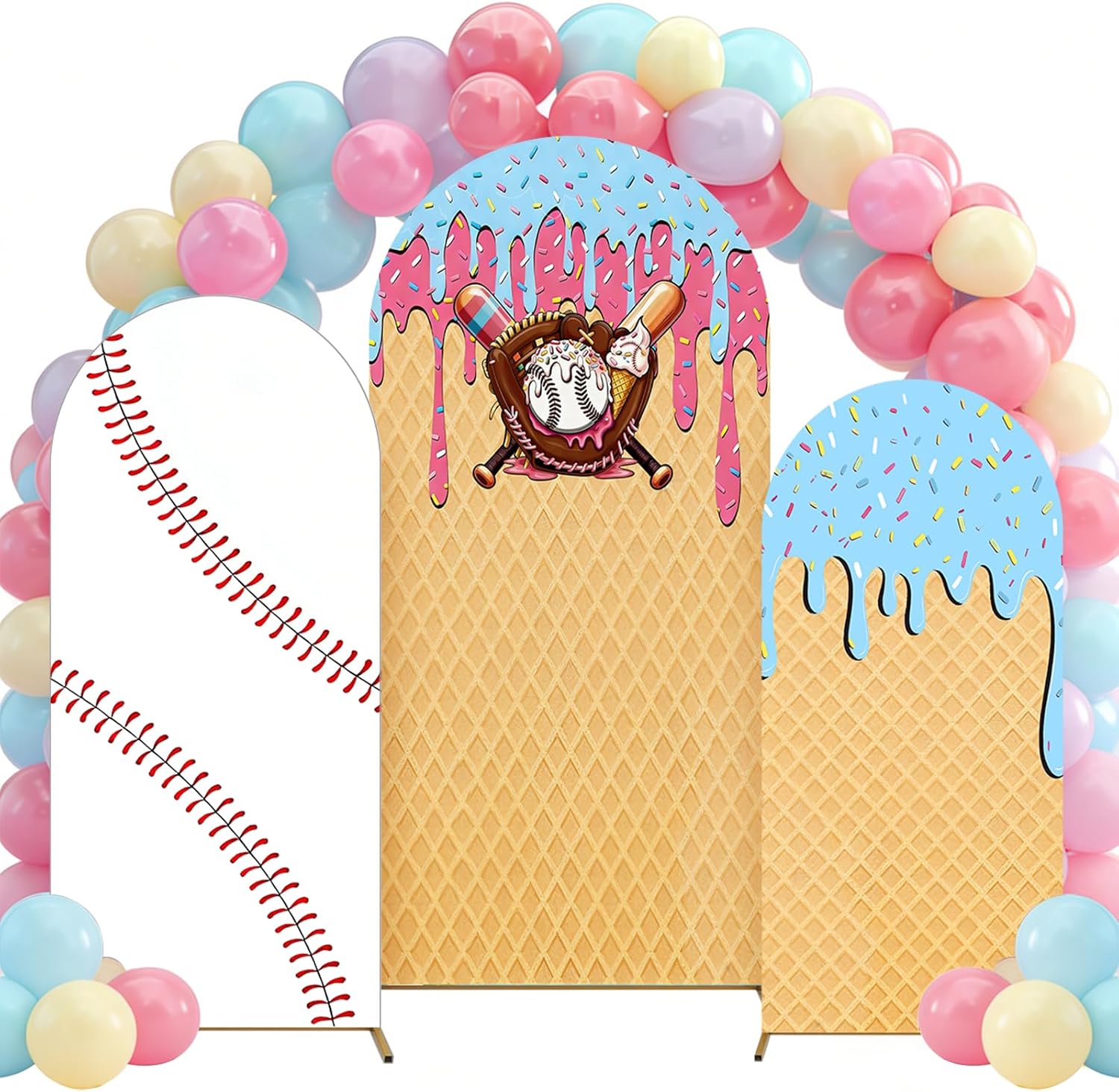 Baseball Ice Cream Drip Arch B - Dessert Table Backdrop 리뷰 및 가격