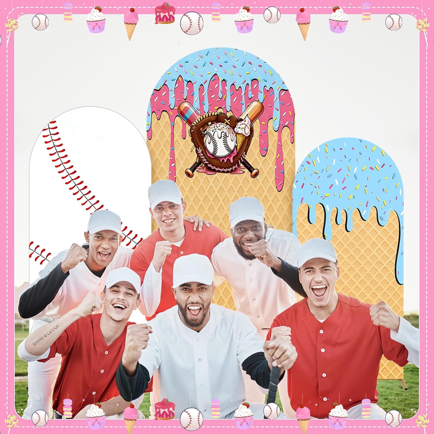 Baseball Ice Cream Drip Arch B - Dessert Table Backdrop 리뷰 및 가격