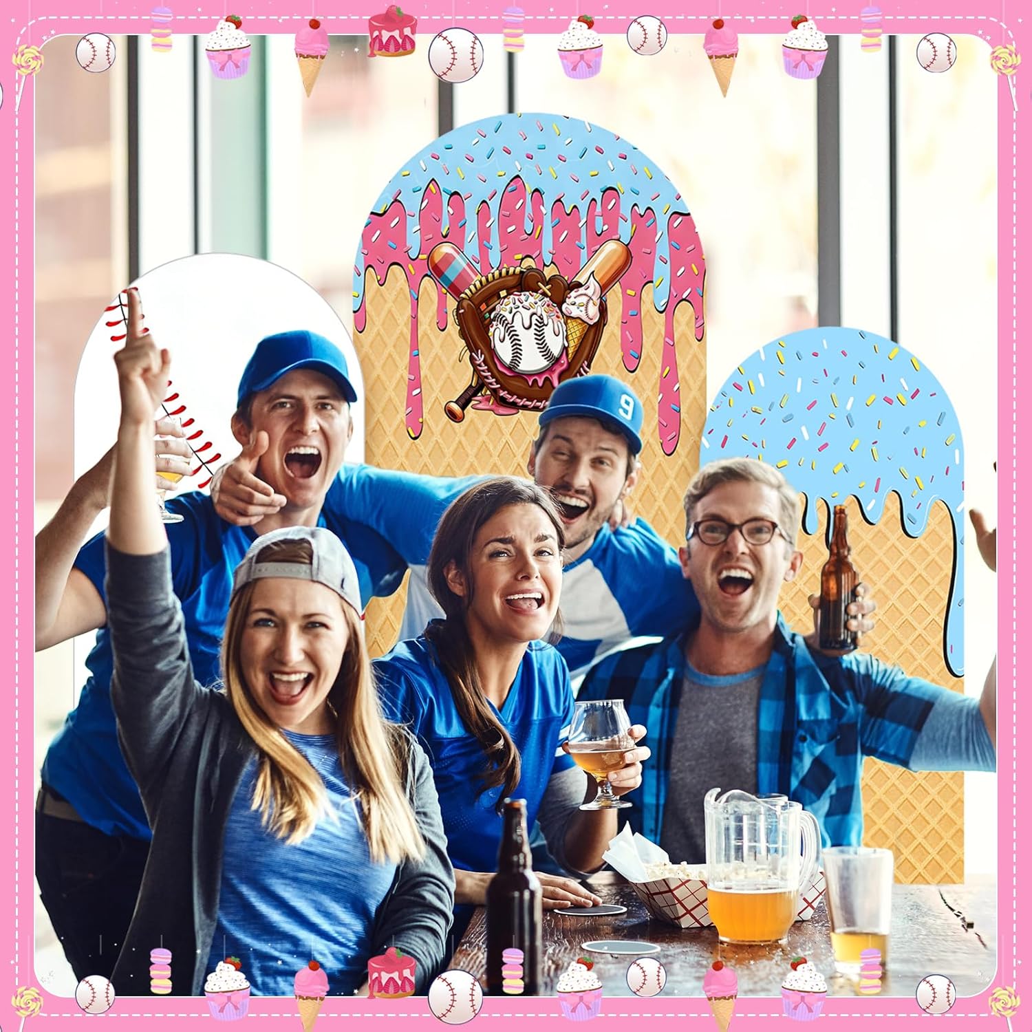 Baseball Ice Cream Drip Arch B - Dessert Table Backdrop 리뷰 및 가격