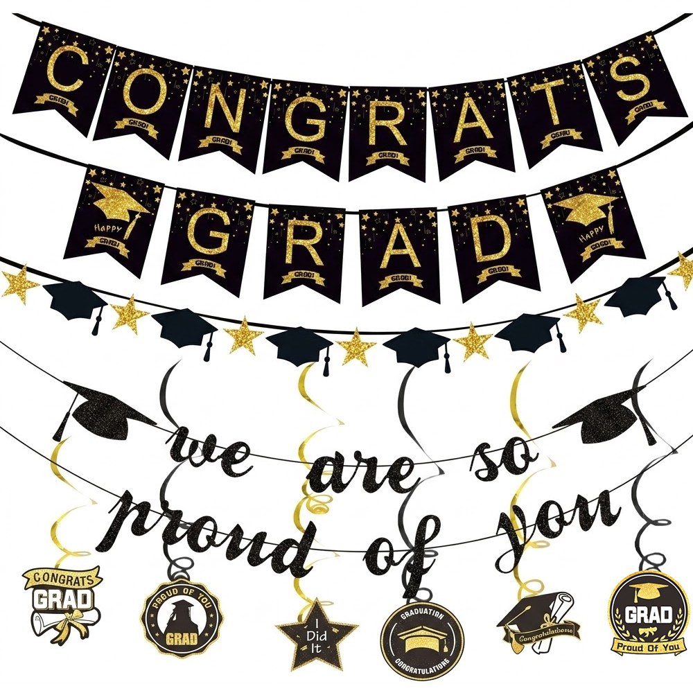 Graduation Party Decoration Se - Party Banner Gold 리뷰 및 가격