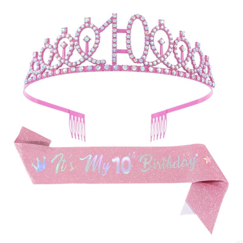 Glittering Pink Birthday Tiara - Birthday Sash Glitter 리뷰 및 가격