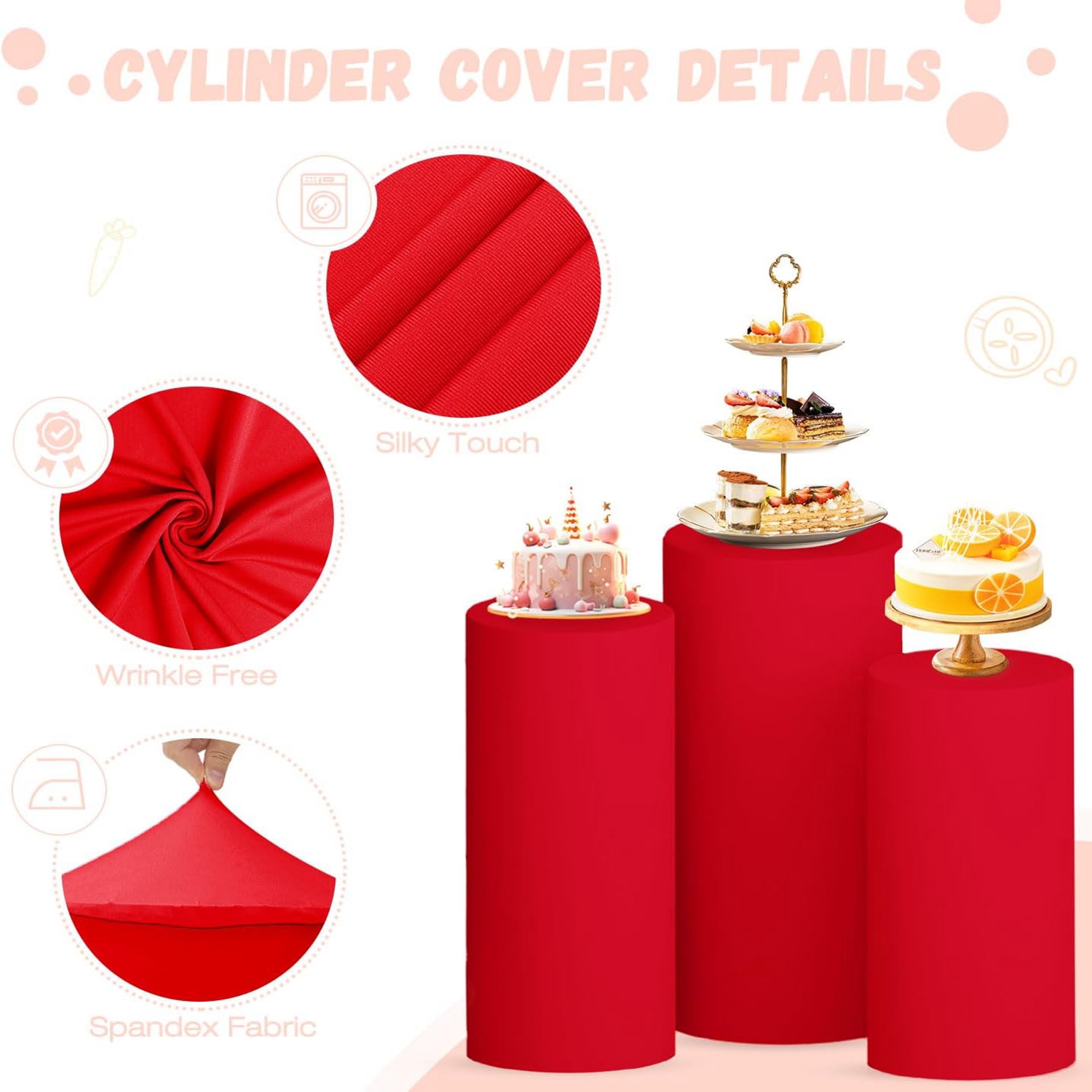 Yeele Red Cylinder Stand Cover - Dessert Table Backdrop 리뷰 및 가격