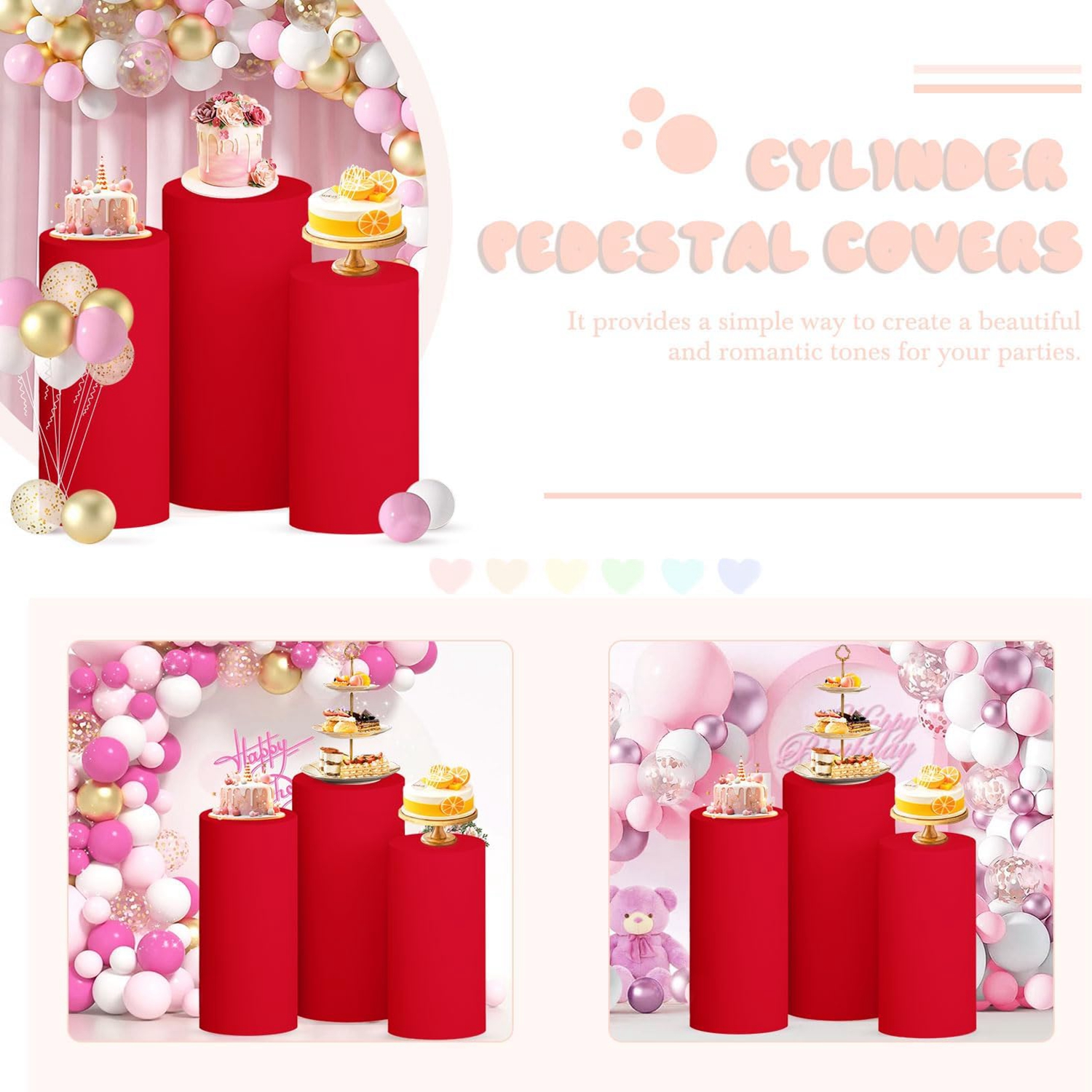 Yeele Red Cylinder Stand Cover - Dessert Table Backdrop 리뷰 및 가격