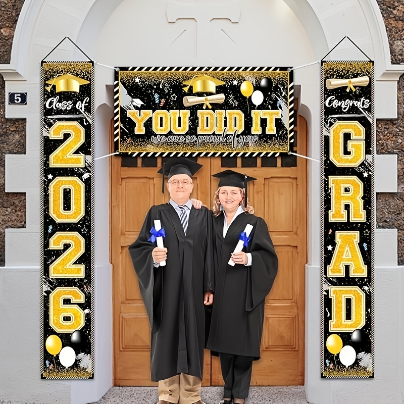 2D 3Pcs 2026 Graduation Banner - Party Banner Gold 리뷰 및 가격