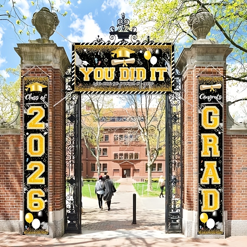 2D 3Pcs 2026 Graduation Banner - Party Banner Gold 리뷰 및 가격