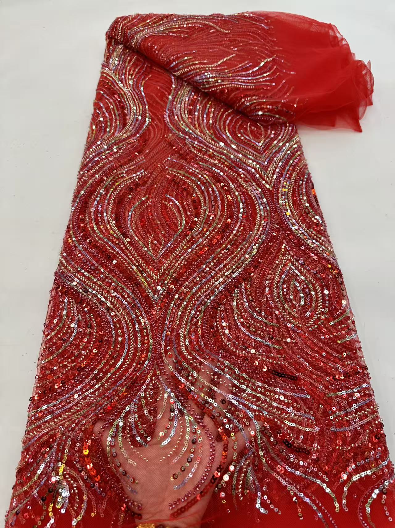 Luxury Red African Beaded Mesh - Glitter Tablecloth 리뷰 및 가격