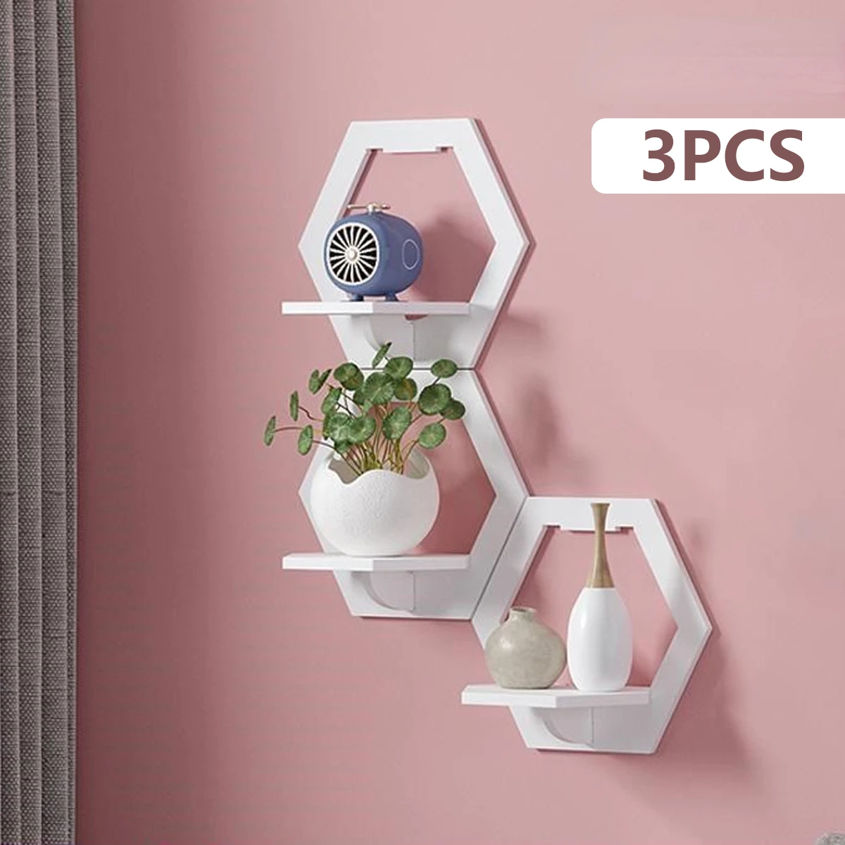 3Pcs Hexagon Wall Shelf Punch  - Flower Wall Panel 리뷰 및 가격