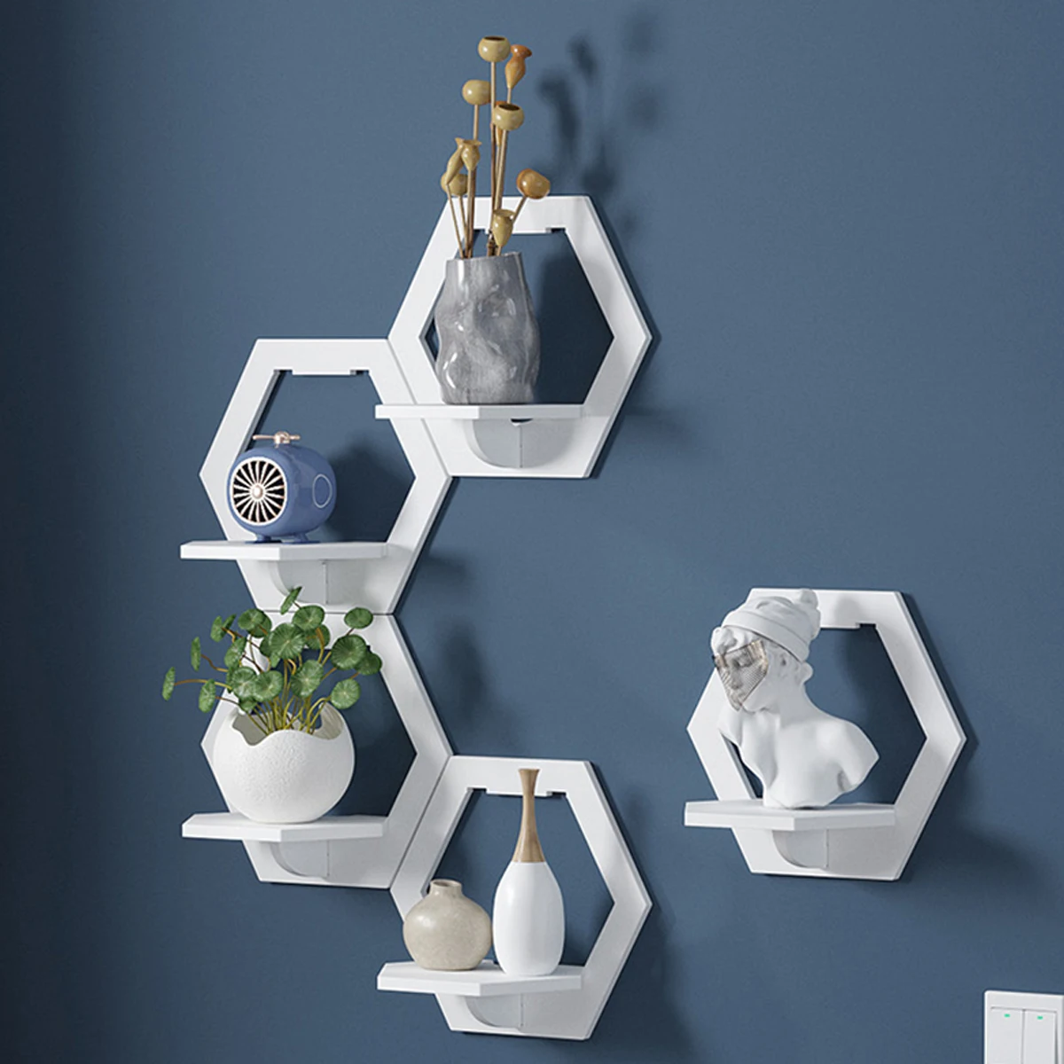 3Pcs Hexagon Wall Shelf Punch  - Flower Wall Panel 리뷰 및 가격