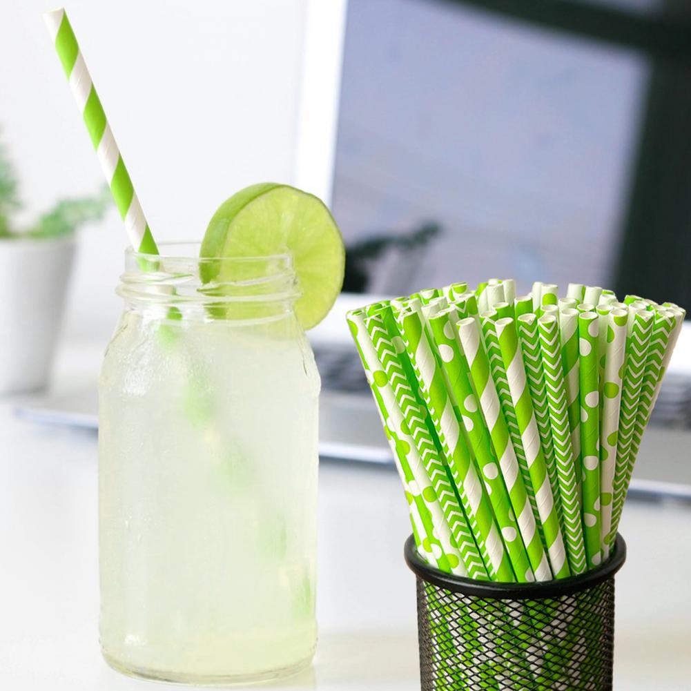 100Pcs Colorful Striped Print  - Paper Straw Color 리뷰 및 가격