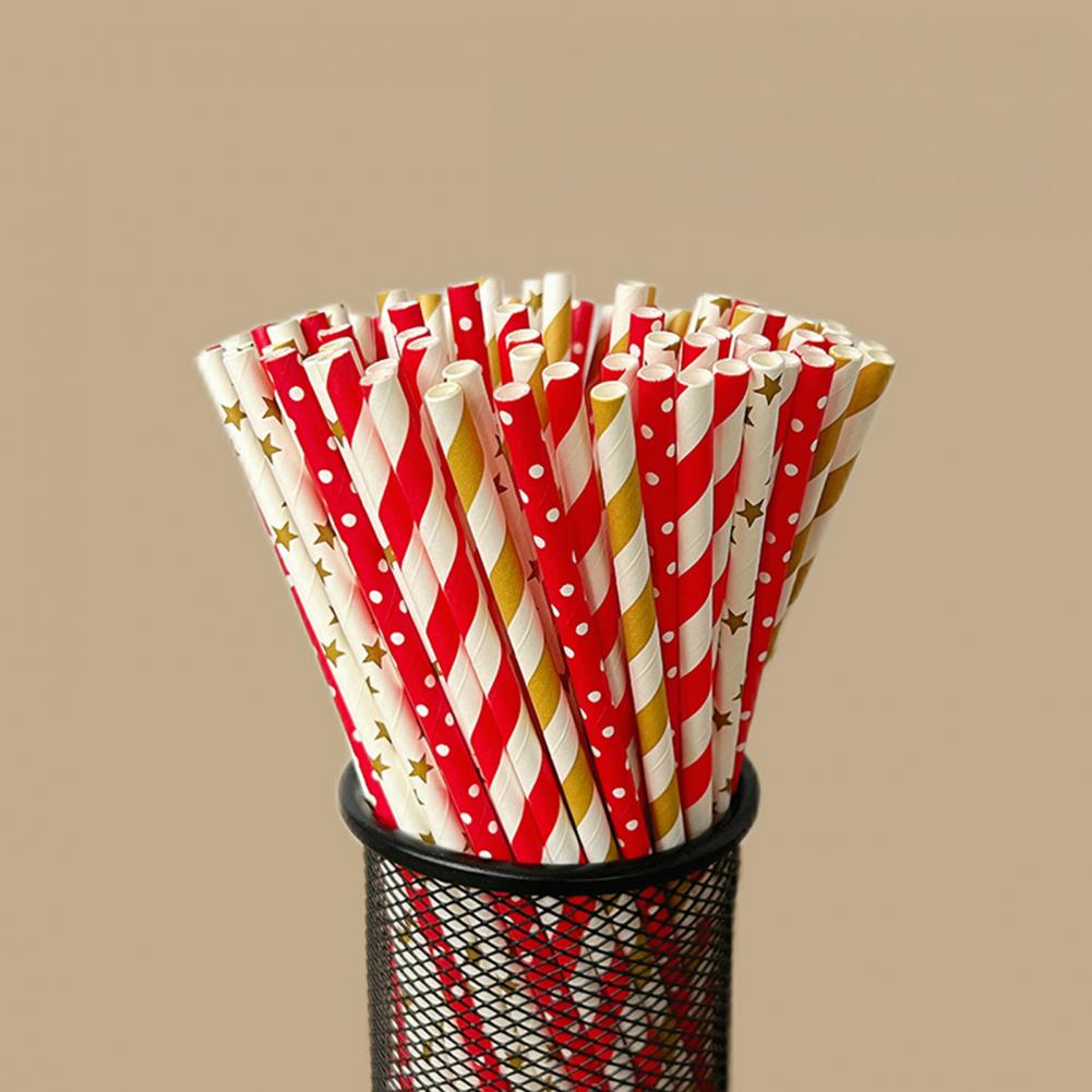 100Pcs Colorful Striped Print  - Paper Straw Color 리뷰 및 가격