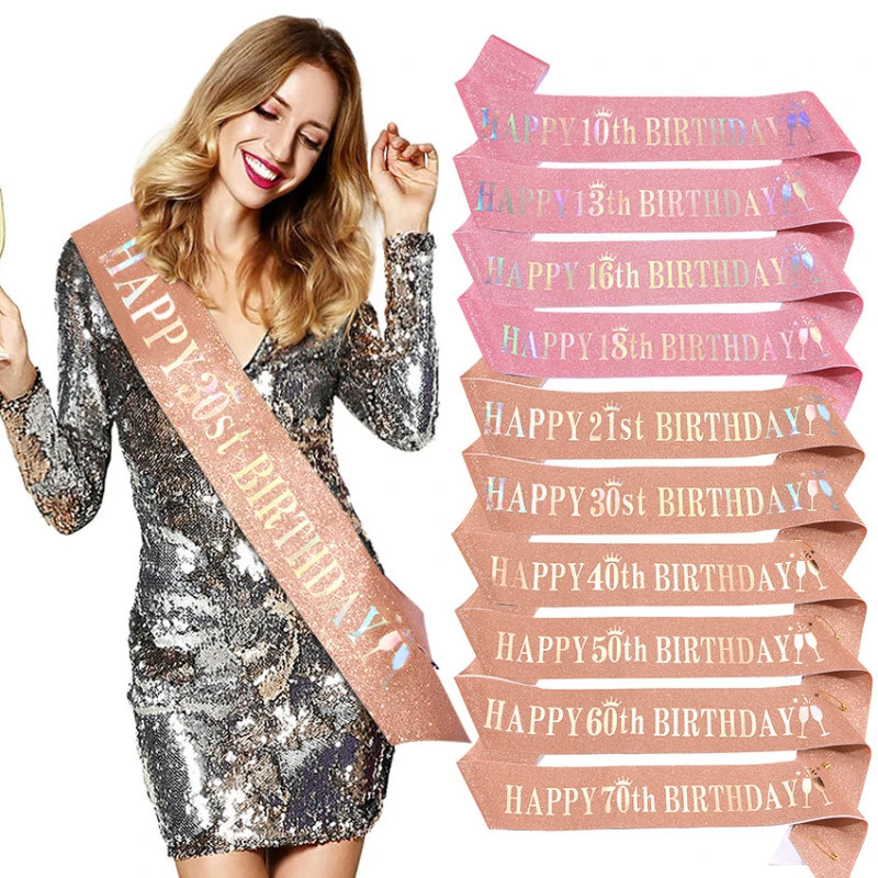 Happy 10th 13th 16th 21st 30th - Birthday Sash Glitter 리뷰 및 가격