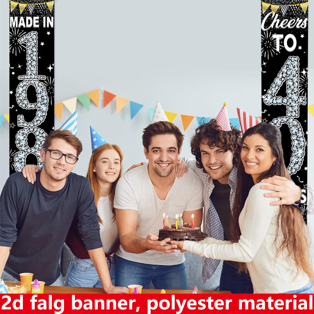 2Pcs 2D Flat 40th Birthday Ban - Party Banner Gold 리뷰 및 가격