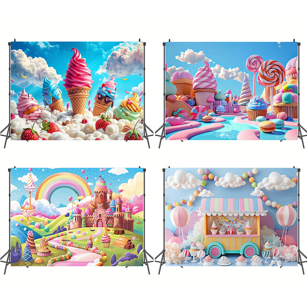 Sweet Ice Cream Theme Backdrop - Dessert Table Backdrop 리뷰 및 가격