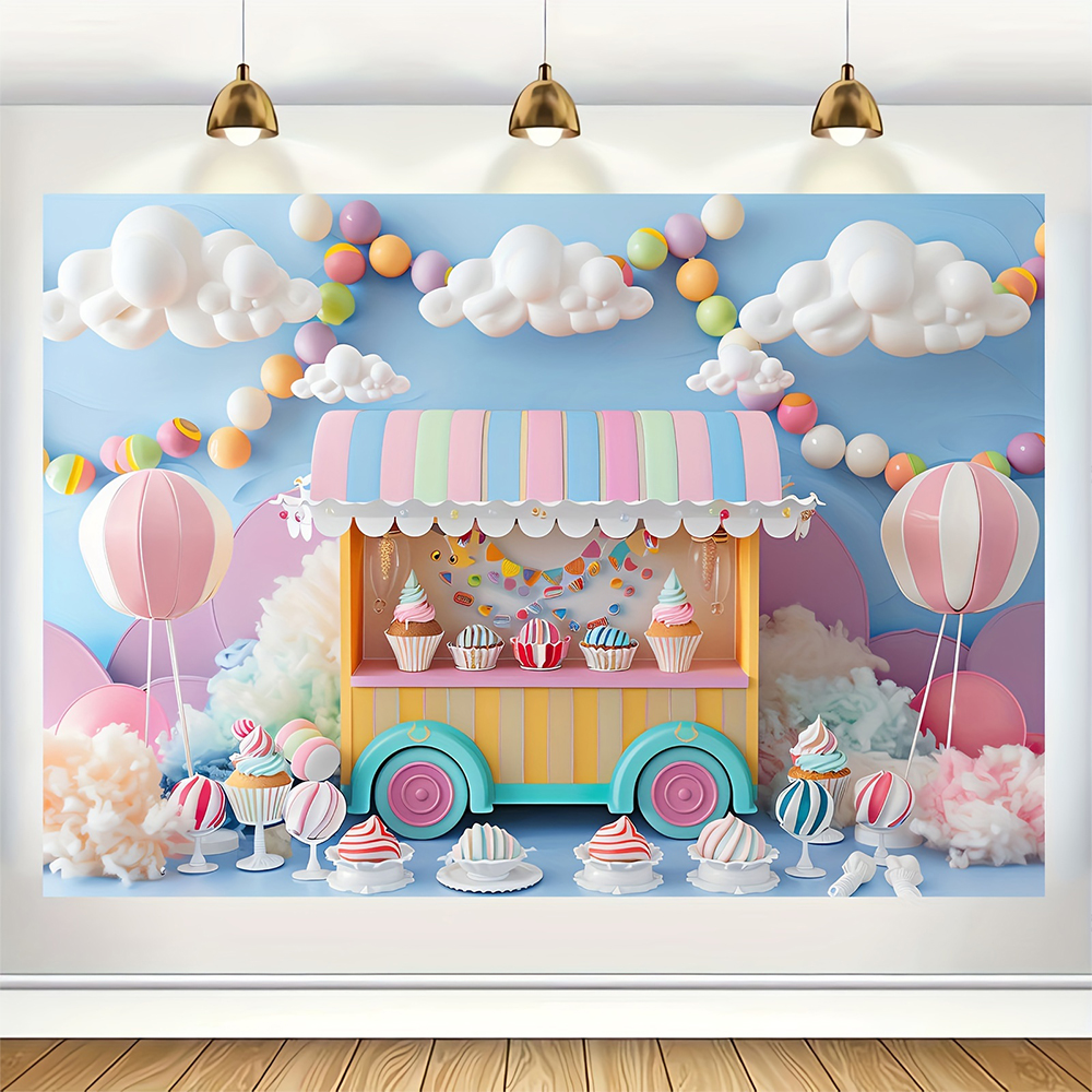 Sweet Ice Cream Theme Backdrop - Dessert Table Backdrop 리뷰 및 가격