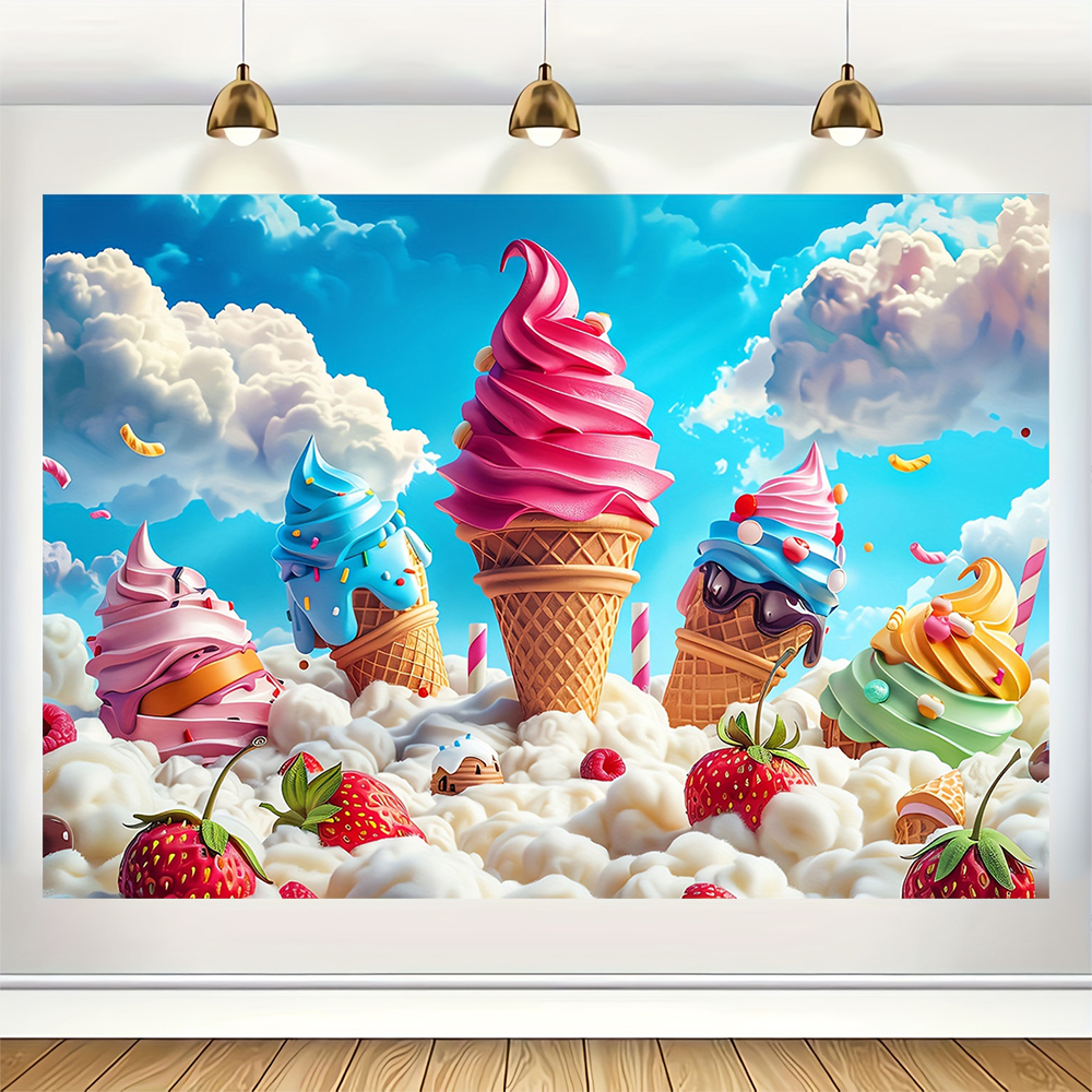 Sweet Ice Cream Theme Backdrop - Dessert Table Backdrop 리뷰 및 가격