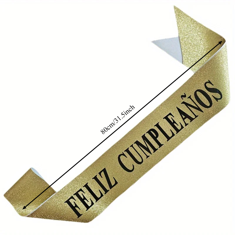 Gold Glitter Feliz Cumpleaños  - Birthday Sash Glitter 리뷰 및 가격
