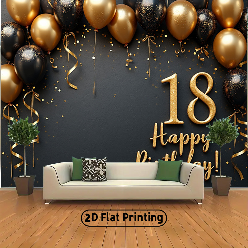2D 1Pc Black & Gold Balloons B - Party Banner Gold 리뷰 및 가격