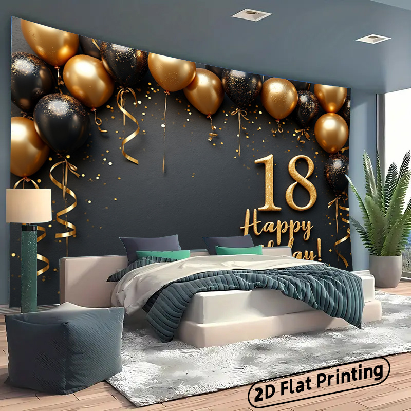 2D 1Pc Black & Gold Balloons B - Party Banner Gold 리뷰 및 가격