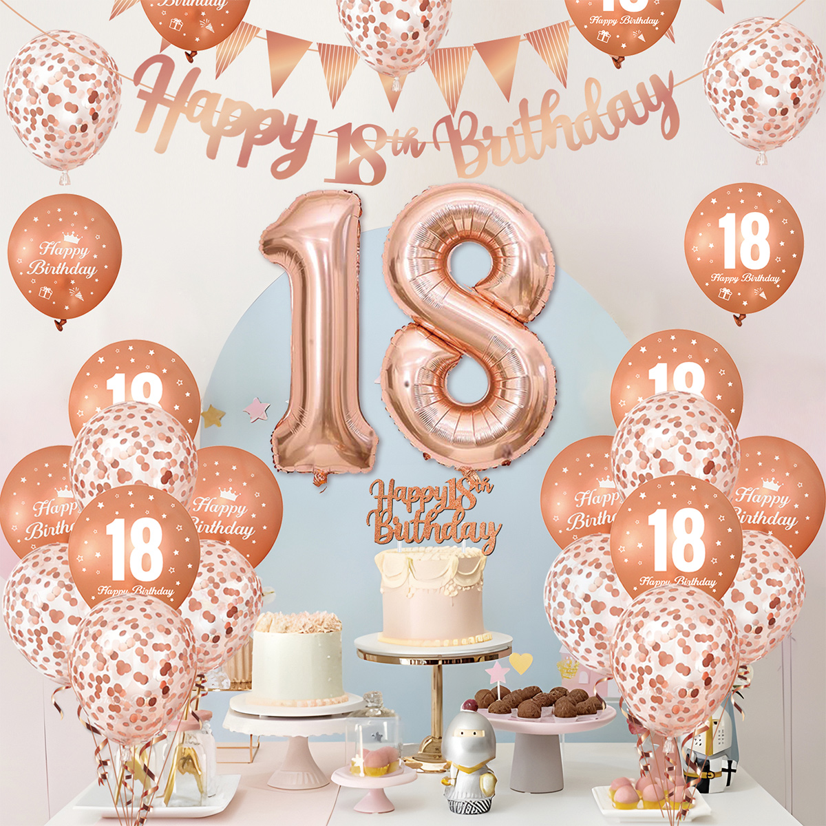 1Set Rose Gold Birthday Decora - Party Banner Gold 리뷰 및 가격