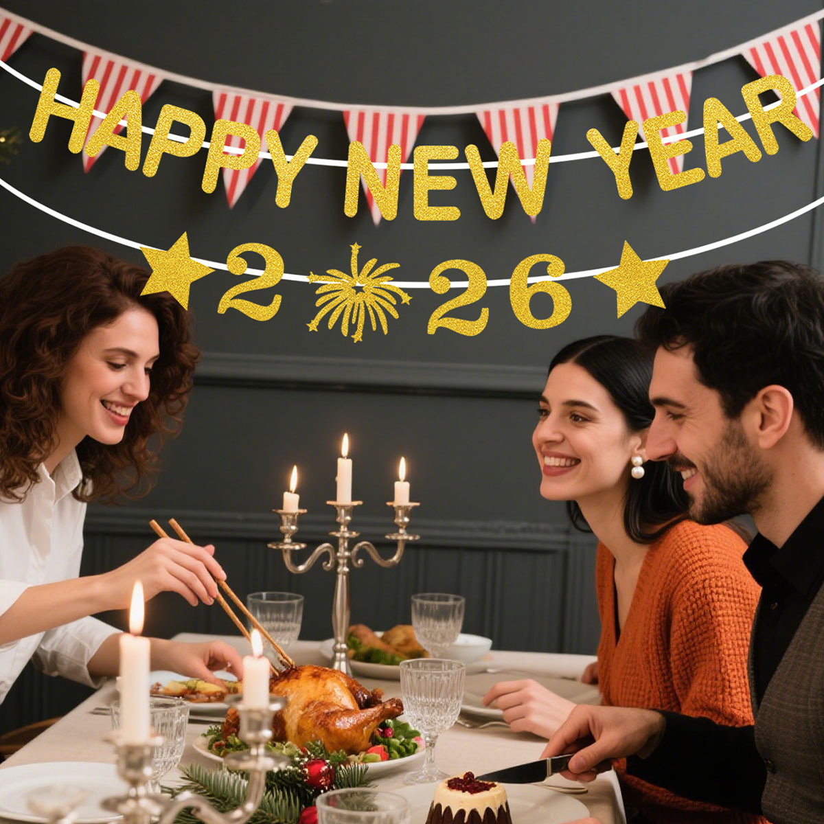 1Set 2026 Happy New Year Decor - Party Banner Gold 리뷰 및 가격