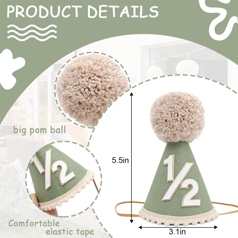 1/2 Birthday Hat Mini Cone Hat - Party Hat Cone 리뷰 및 가격