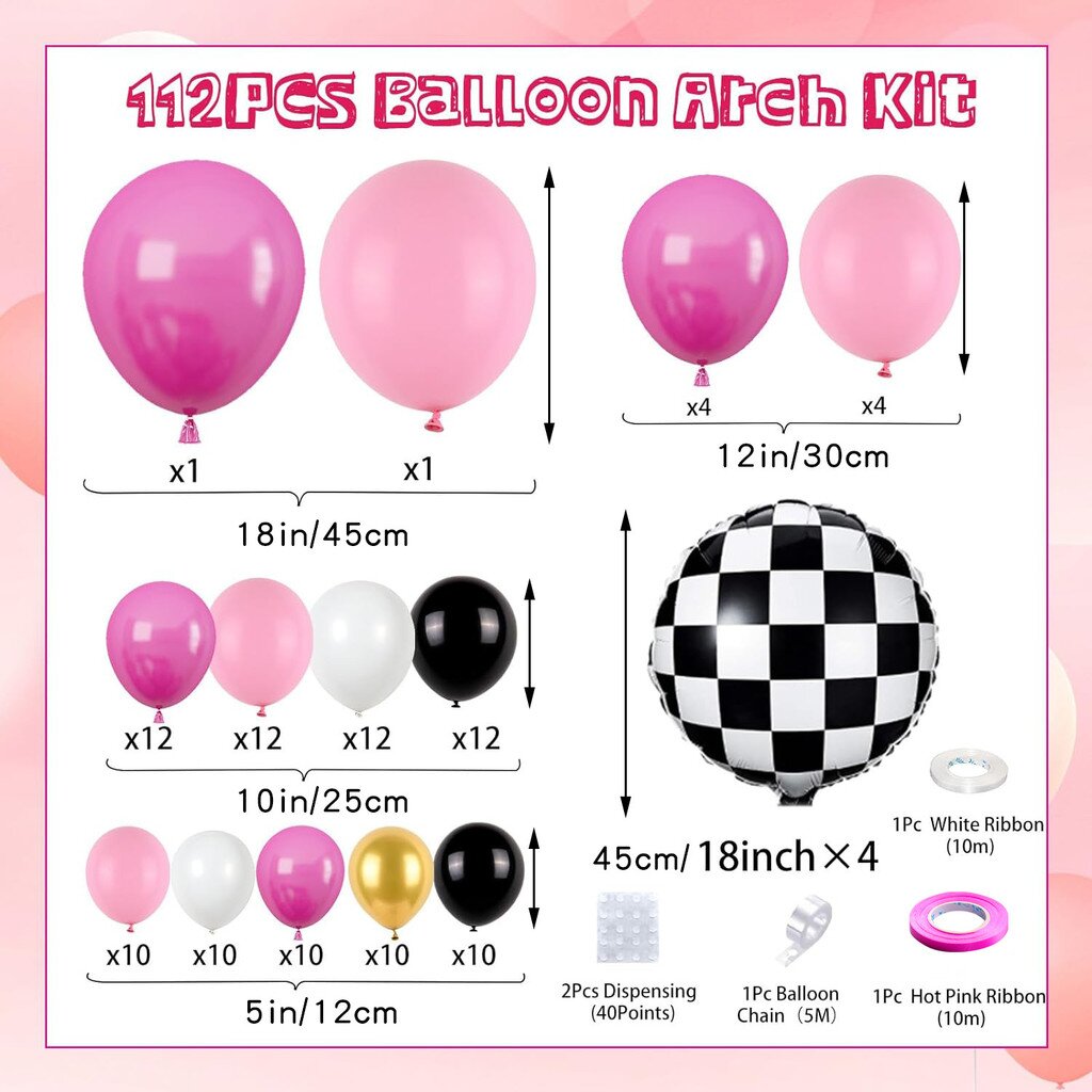 116Pcs Pink Race Car Balloon A - Balloon Arch Kit 리뷰 및 가격