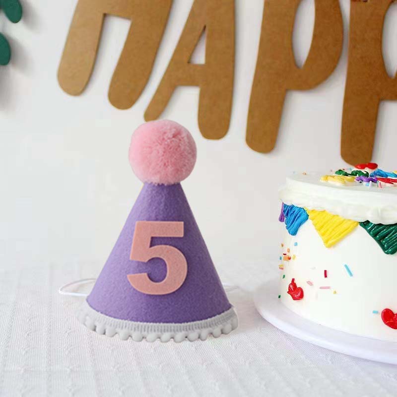Purple Birthday Hat 1 2 3 4 5  - Party Hat Cone 리뷰 및 가격
