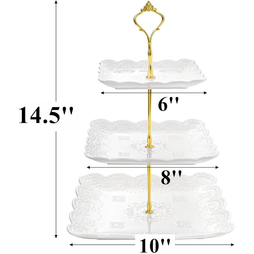 2 Pack 3-Tier White Ceramic Em - Cupcake Stand Tier 리뷰 및 가격