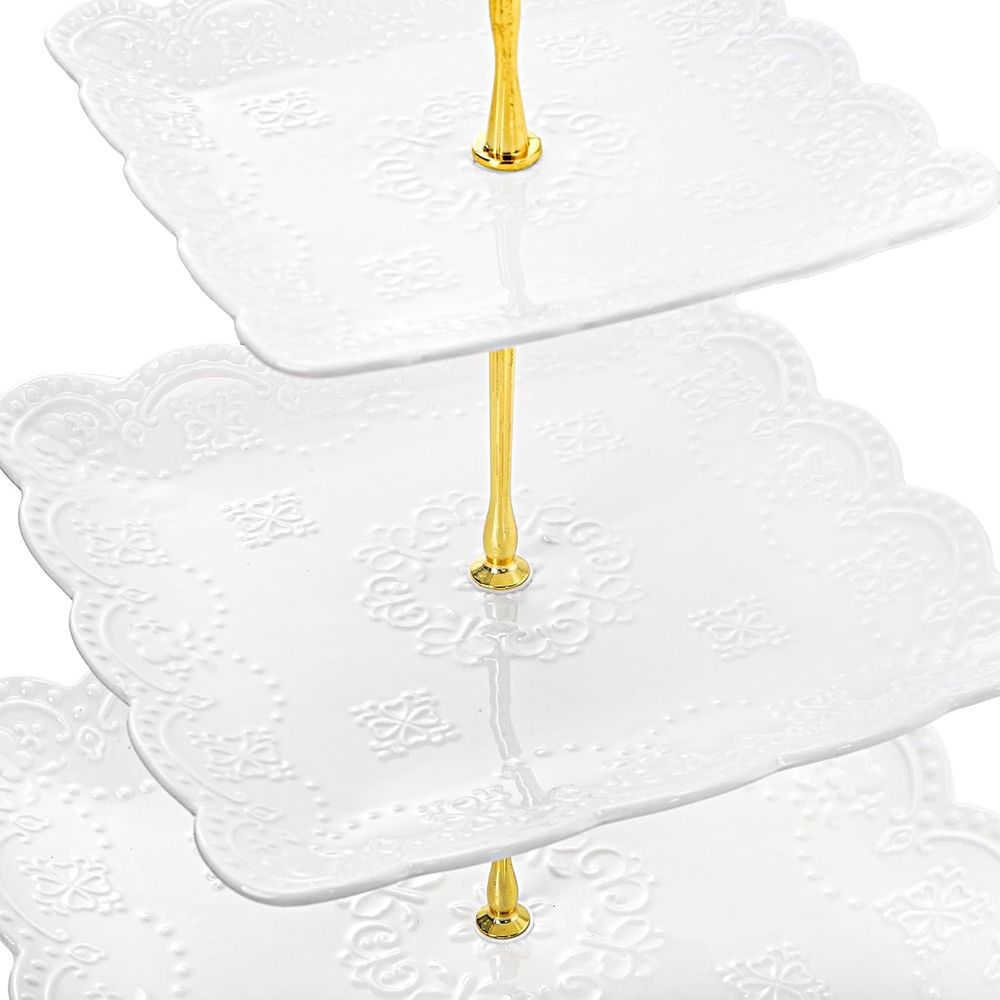 2 Pack 3-Tier White Ceramic Em - Cupcake Stand Tier 리뷰 및 가격
