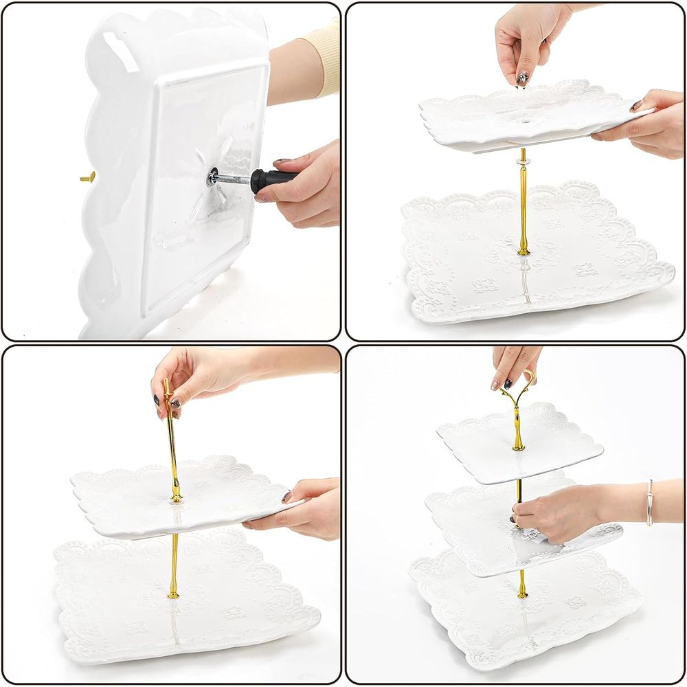 2 Pack 3-Tier White Ceramic Em - Cupcake Stand Tier 리뷰 및 가격