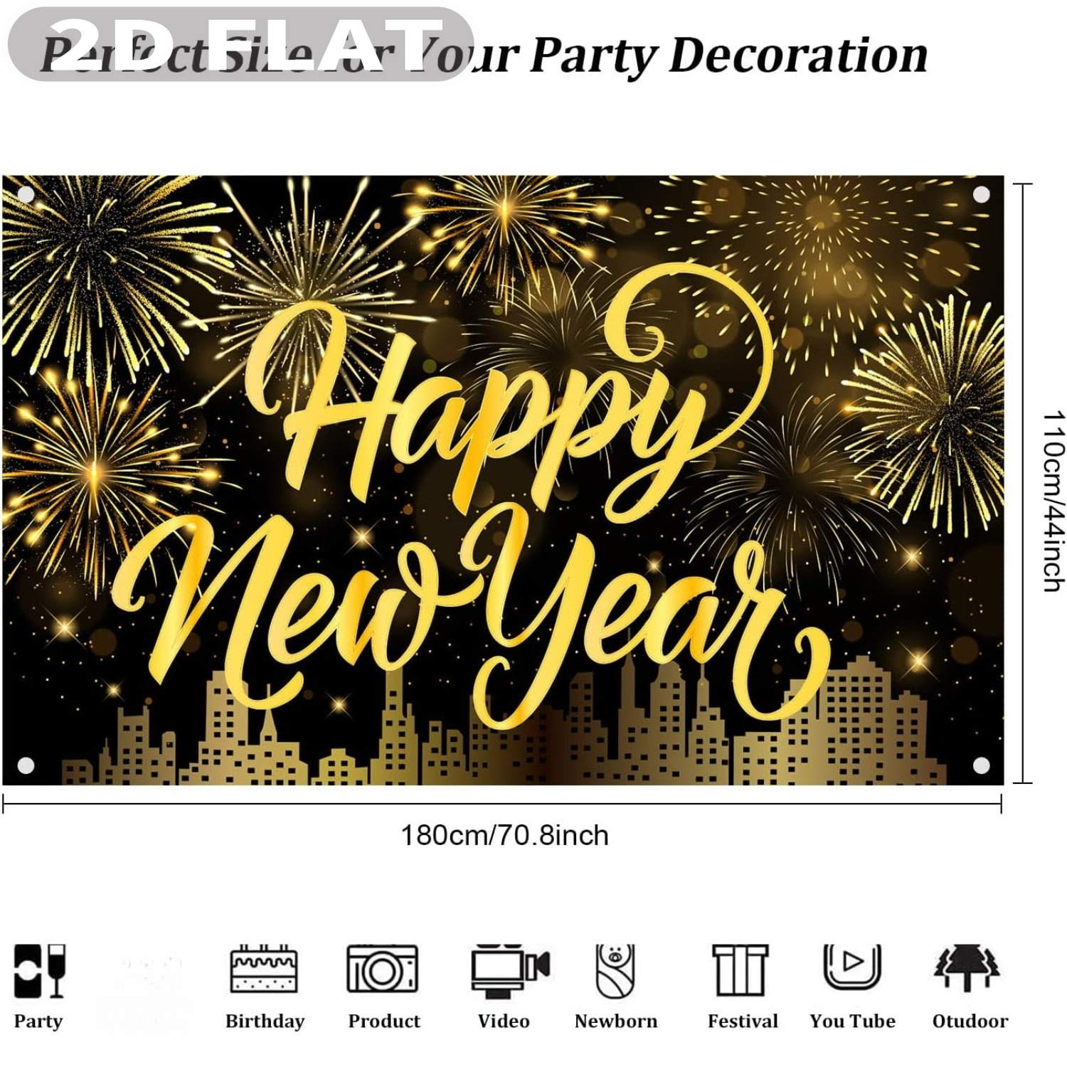 1pc Happy New Year Party Photo - Party Banner Gold 리뷰 및 가격