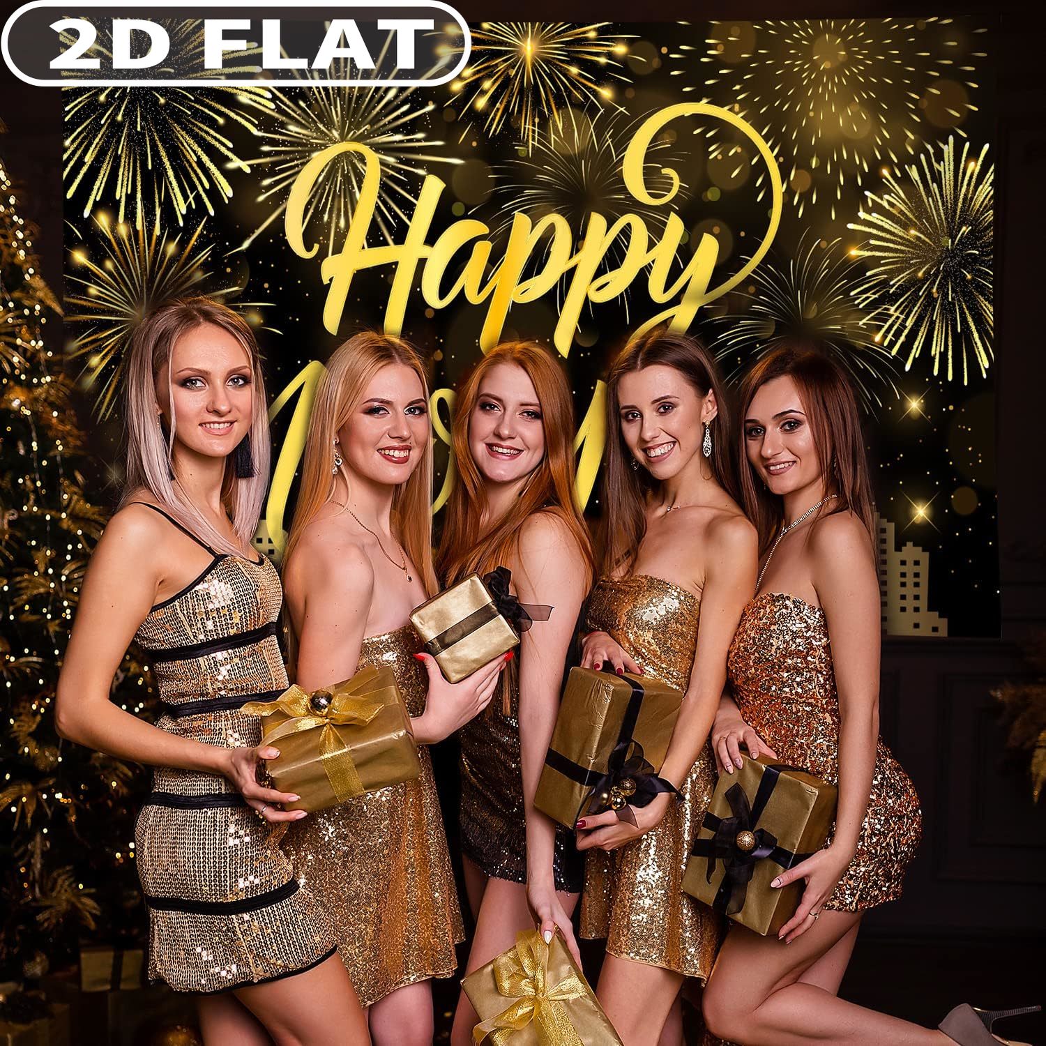 1pc Happy New Year Party Photo - Party Banner Gold 리뷰 및 가격