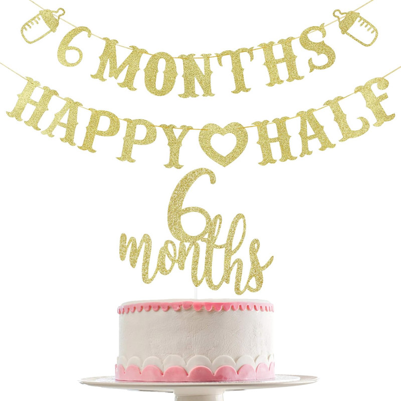 6 month Banner Happy Half Bann - Party Banner Gold 리뷰 및 가격