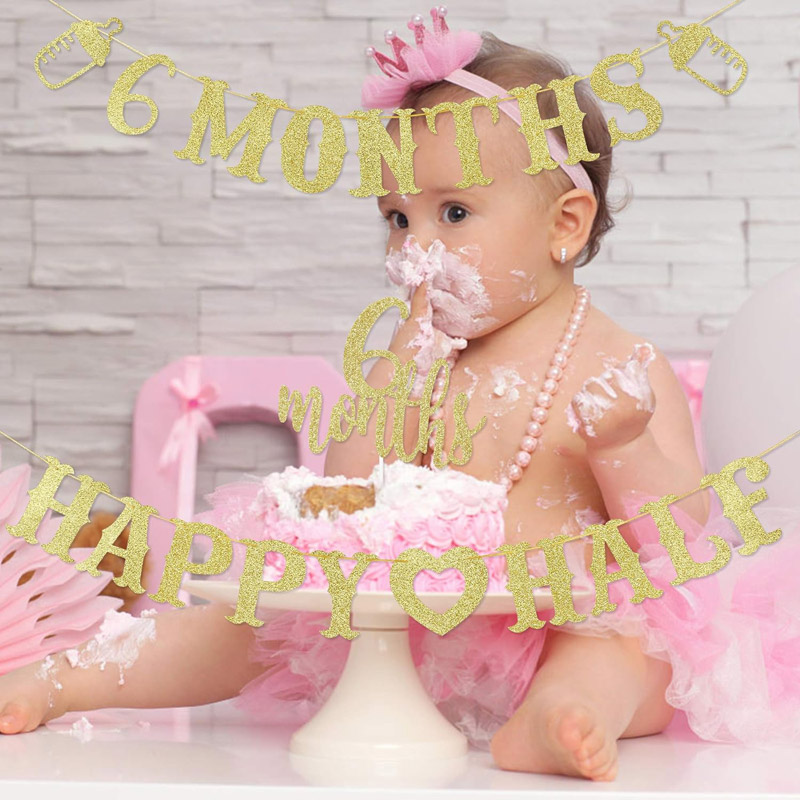 6 month Banner Happy Half Bann - Party Banner Gold 리뷰 및 가격