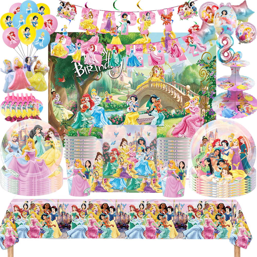 Princess Birthday Party Pink P - Table Cloth Disposable 리뷰 및 가격