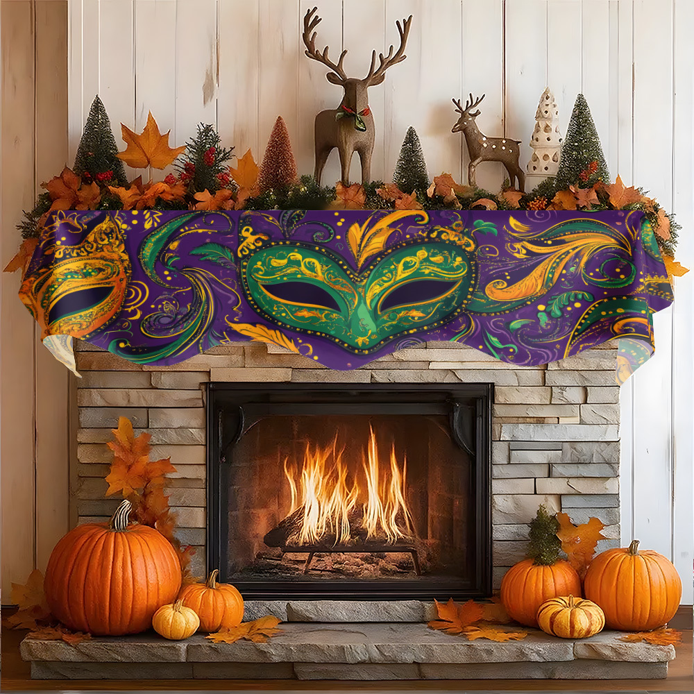 1Pc Carnival Mask Fireplace Sc - Party Banner Gold 리뷰 및 가격